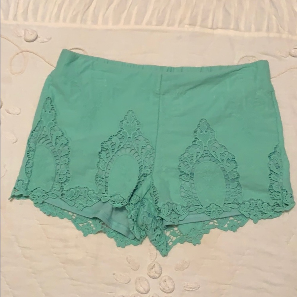 Turquoise Lace Shorts